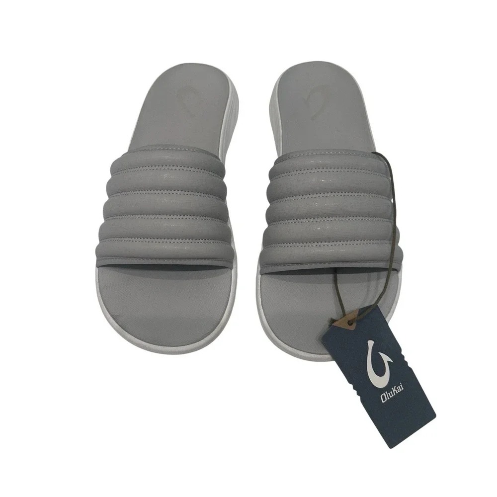 Olukai Komo Slide Men's Sandals Mist Grey Size 13 NWT